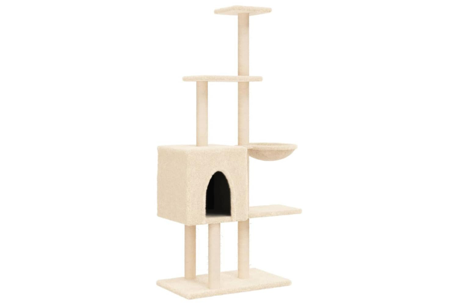 Cat Tree With Sisal Scratching Posts Cream 145 Cm-2