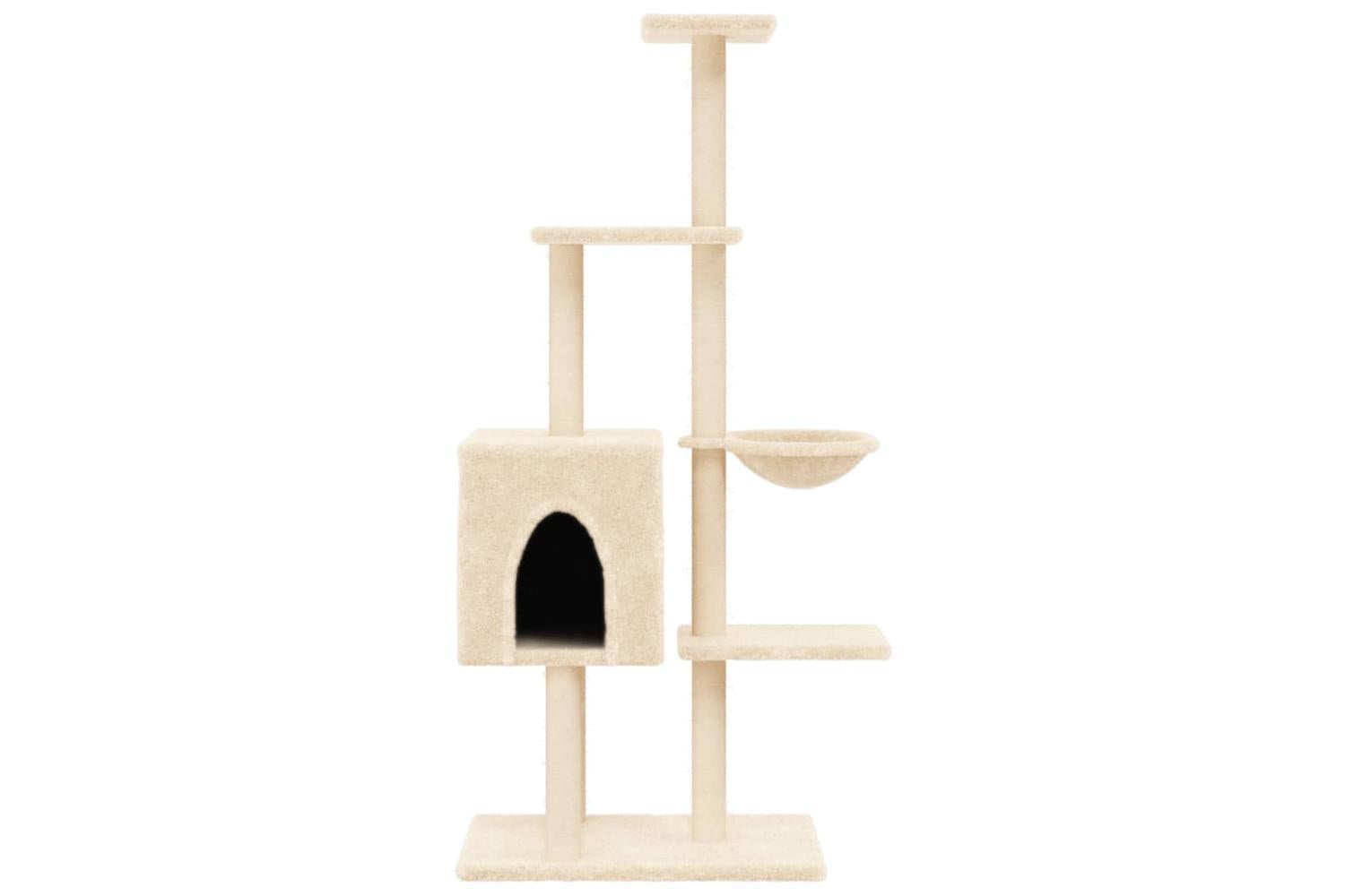 Cat Tree With Sisal Scratching Posts Cream 145 Cm-4
