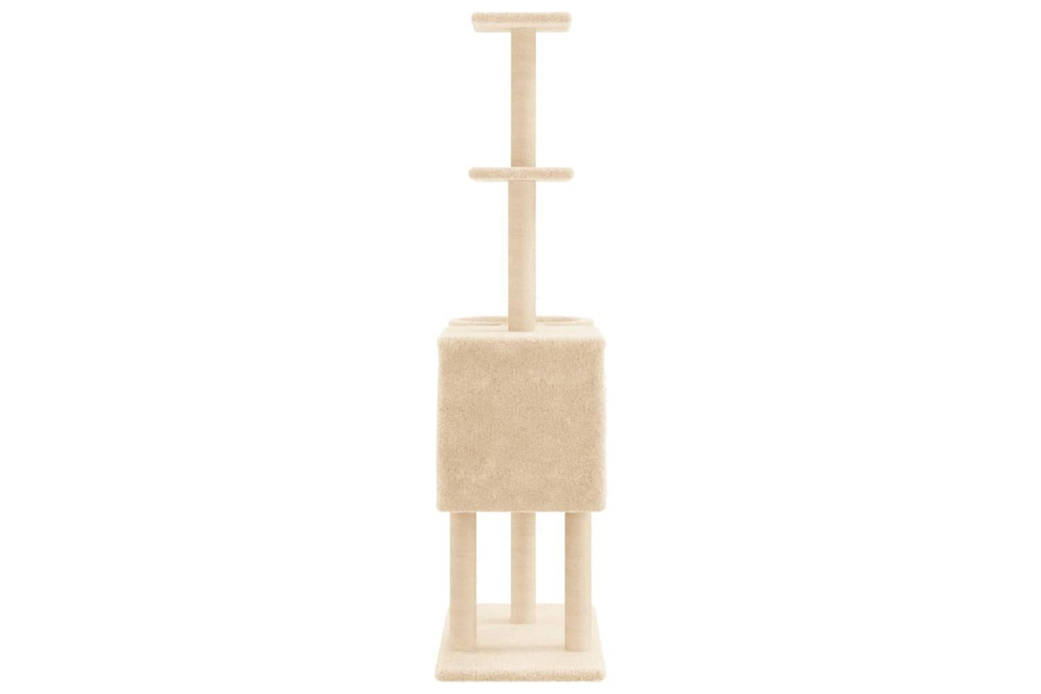 Cat Tree With Sisal Scratching Posts Cream 145 Cm-5