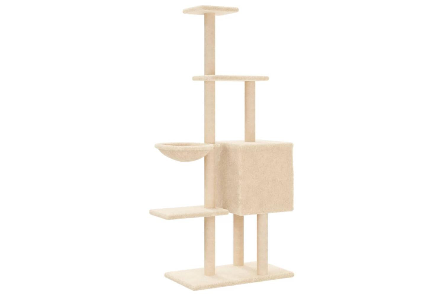 Cat Tree With Sisal Scratching Posts Cream 145 Cm-6