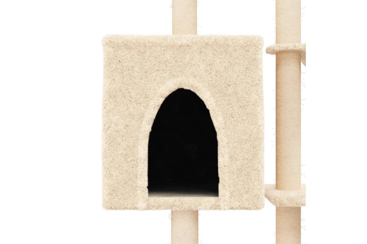 Cat Tree With Sisal Scratching Posts Cream 145 Cm-7