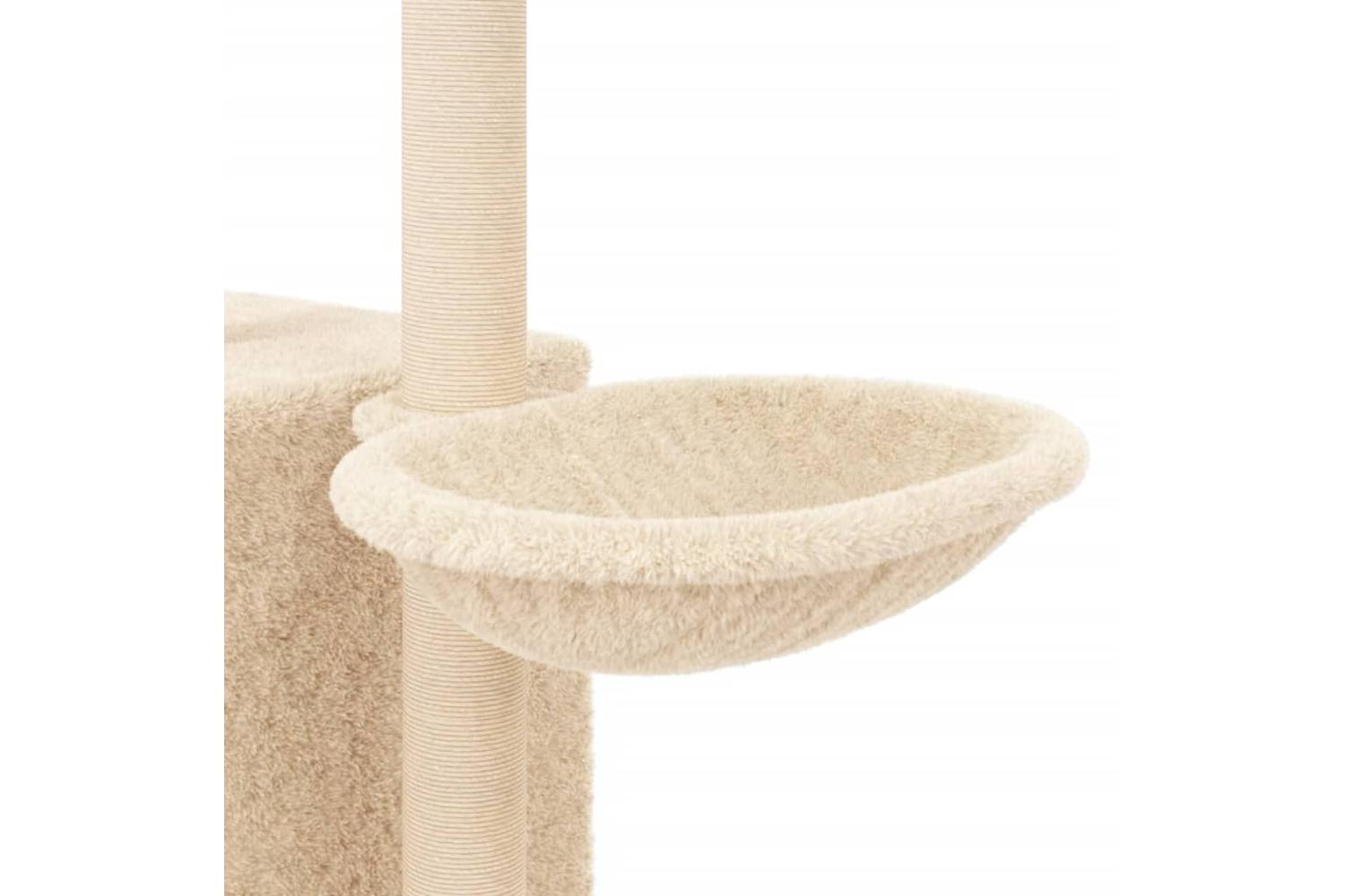 Cat Tree With Sisal Scratching Posts Cream 145 Cm-8
