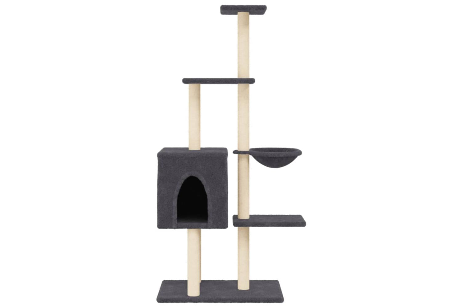 Cat Tree With Sisal Scratching Posts Dark Grey 145 Cm-4