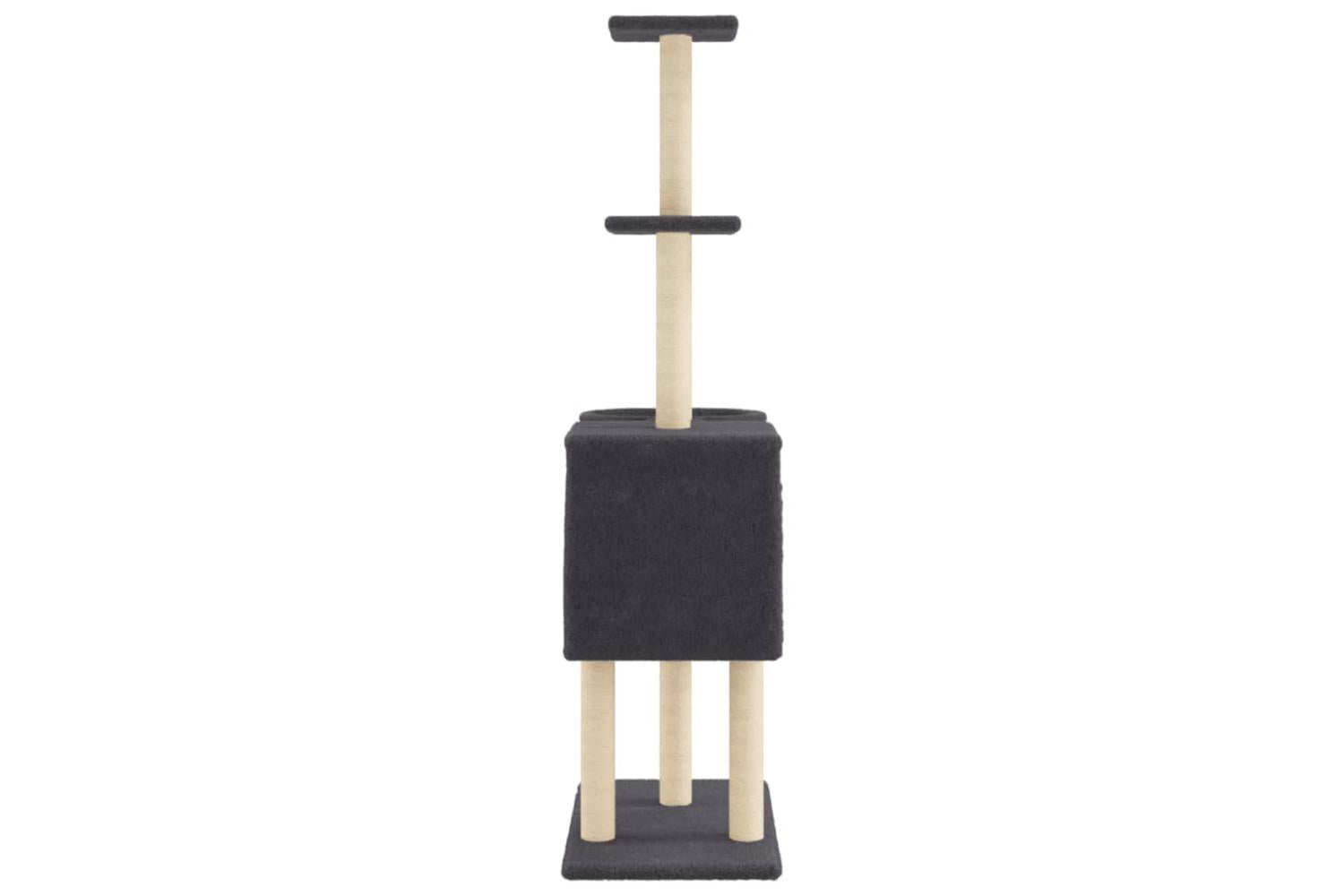 Cat Tree With Sisal Scratching Posts Dark Grey 145 Cm-5