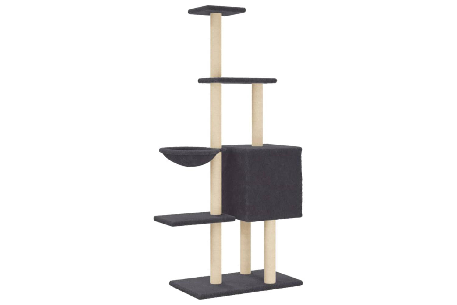 Cat Tree With Sisal Scratching Posts Dark Grey 145 Cm-6