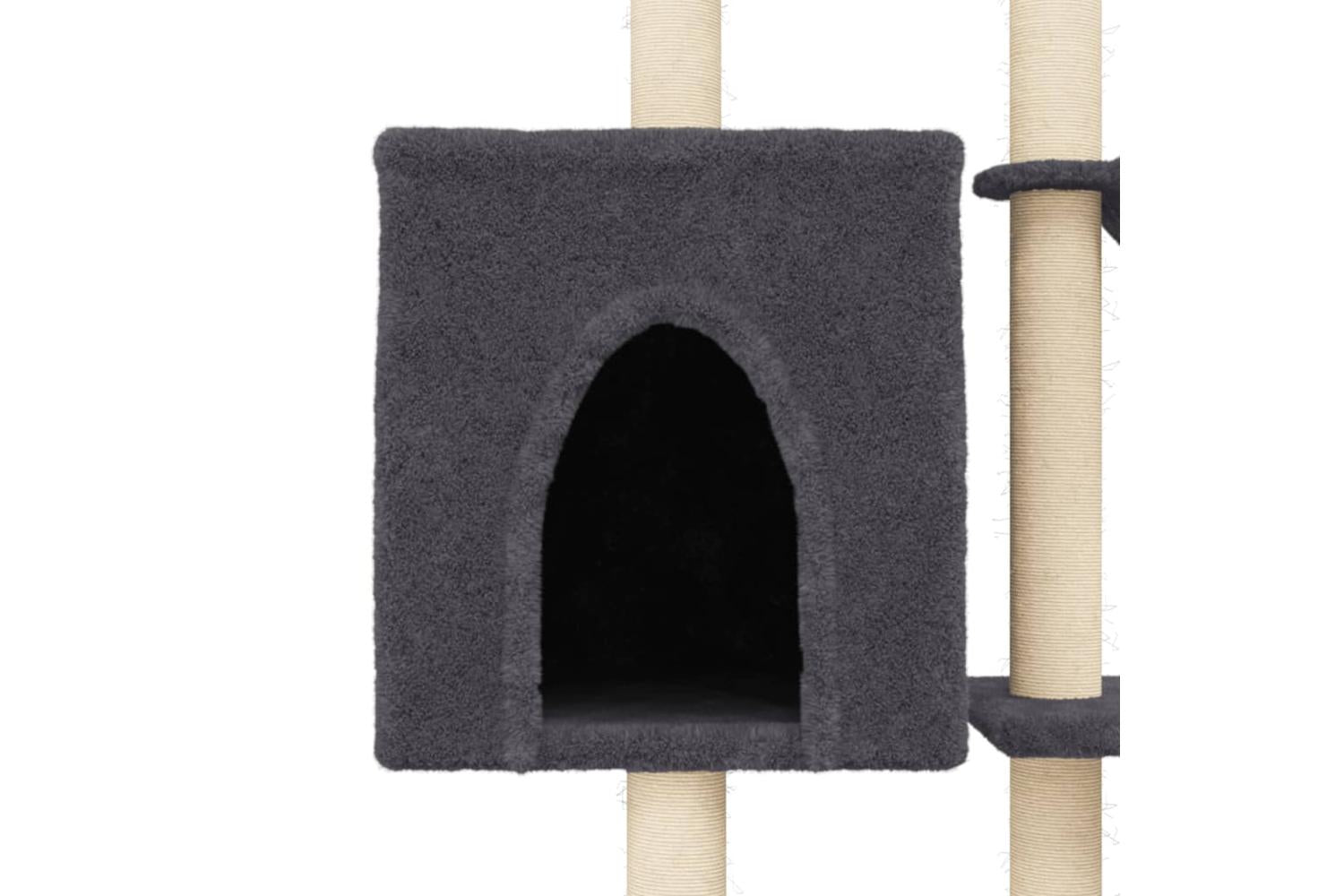 Cat Tree With Sisal Scratching Posts Dark Grey 145 Cm-7