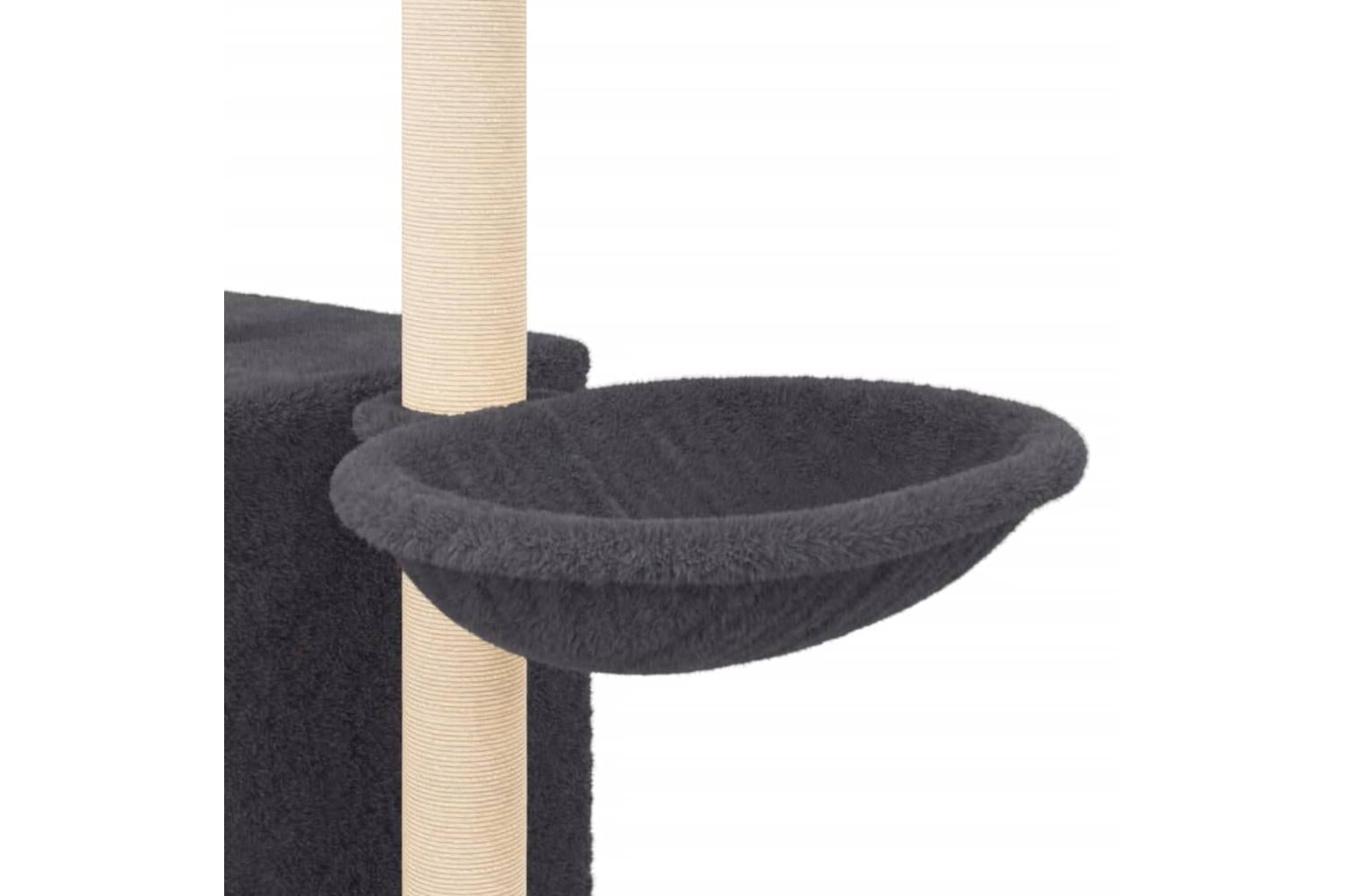 Cat Tree With Sisal Scratching Posts Dark Grey 145 Cm-8