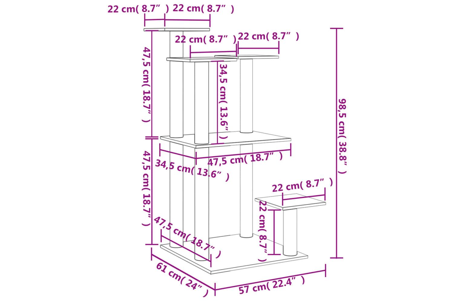 Cat Scratching Posts With Platforms Light Grey 985 Cm-8