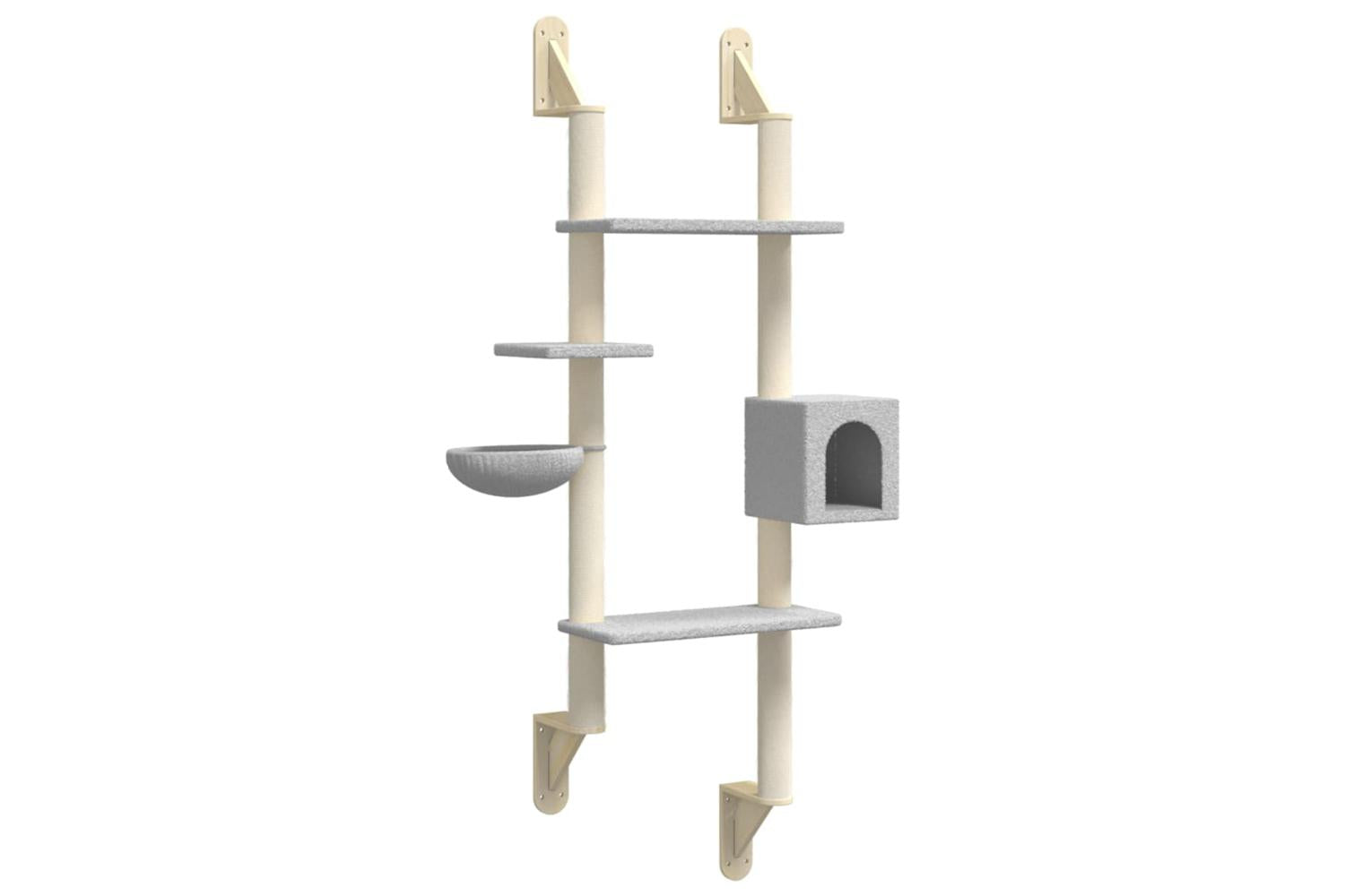 Wall-mounted Cat Tree With Scratching Post Light Grey 180 Cm-2