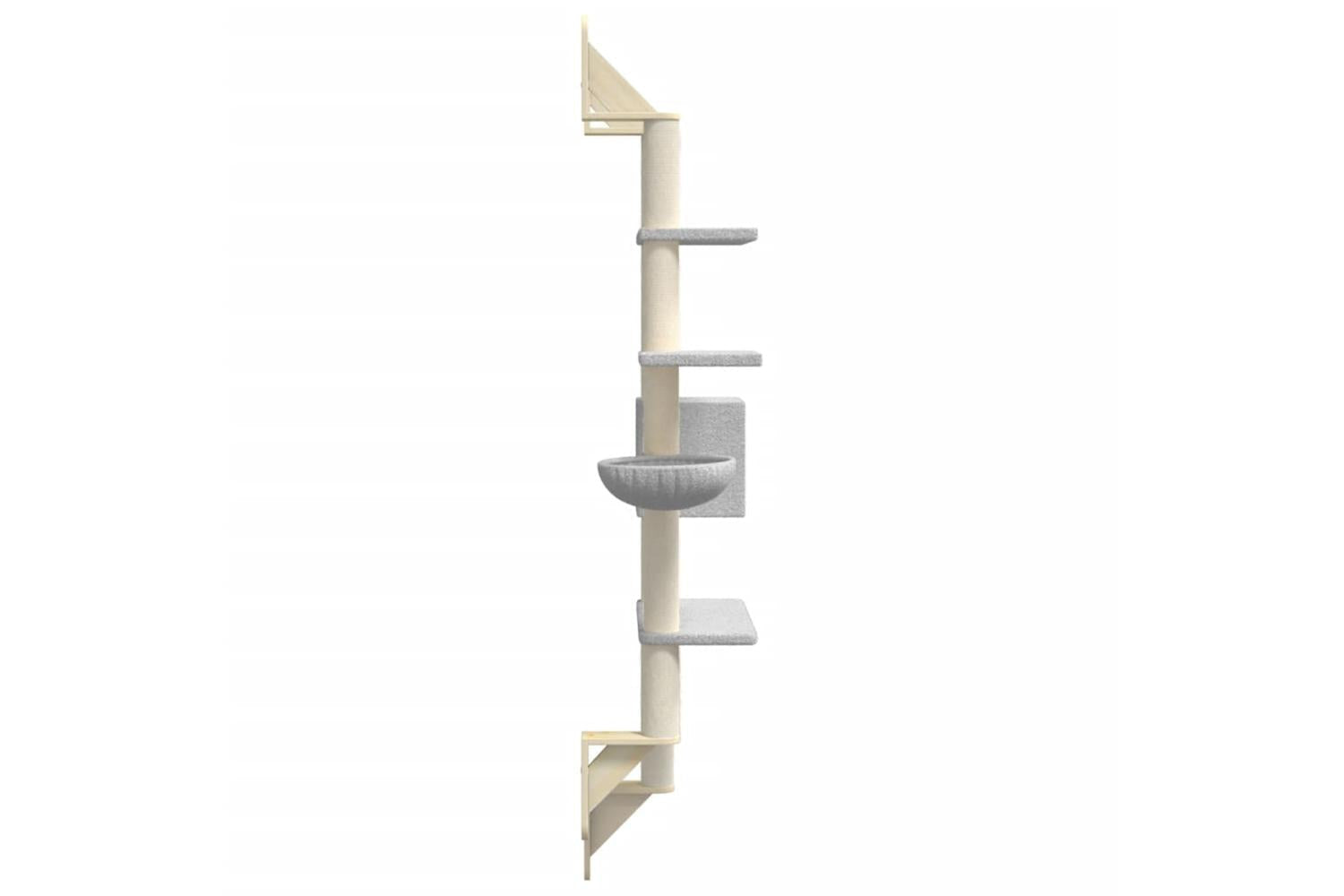 Wall-mounted Cat Tree With Scratching Post Light Grey 180 Cm-5