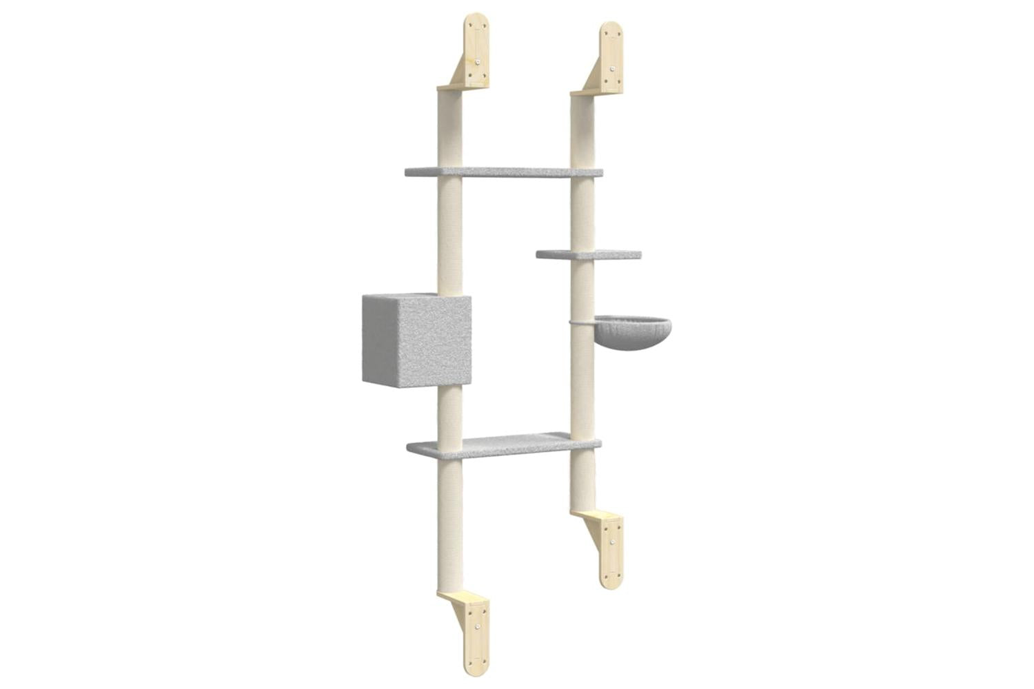 Wall-mounted Cat Tree With Scratching Post Light Grey 180 Cm-6
