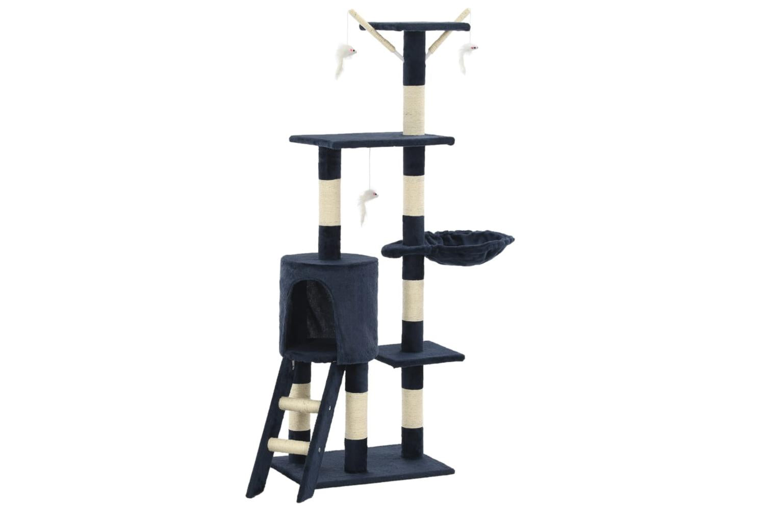 Cat Tree With Sisal Scratching Posts 138 Cm Dark Blue-2