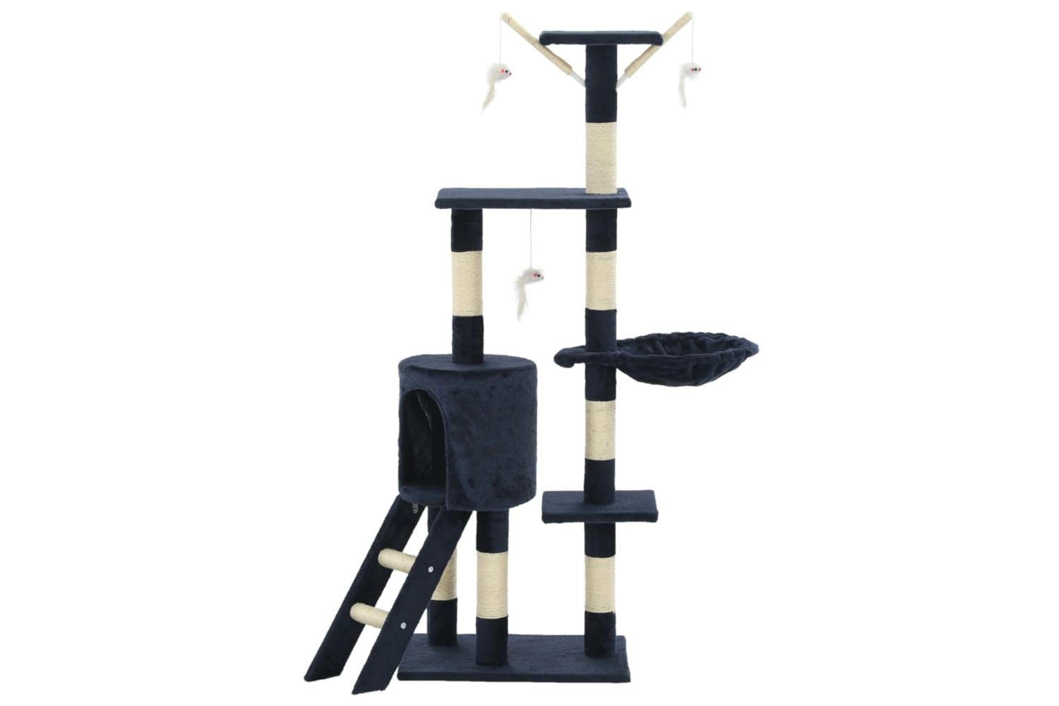 Cat Tree With Sisal Scratching Posts 138 Cm Dark Blue-3