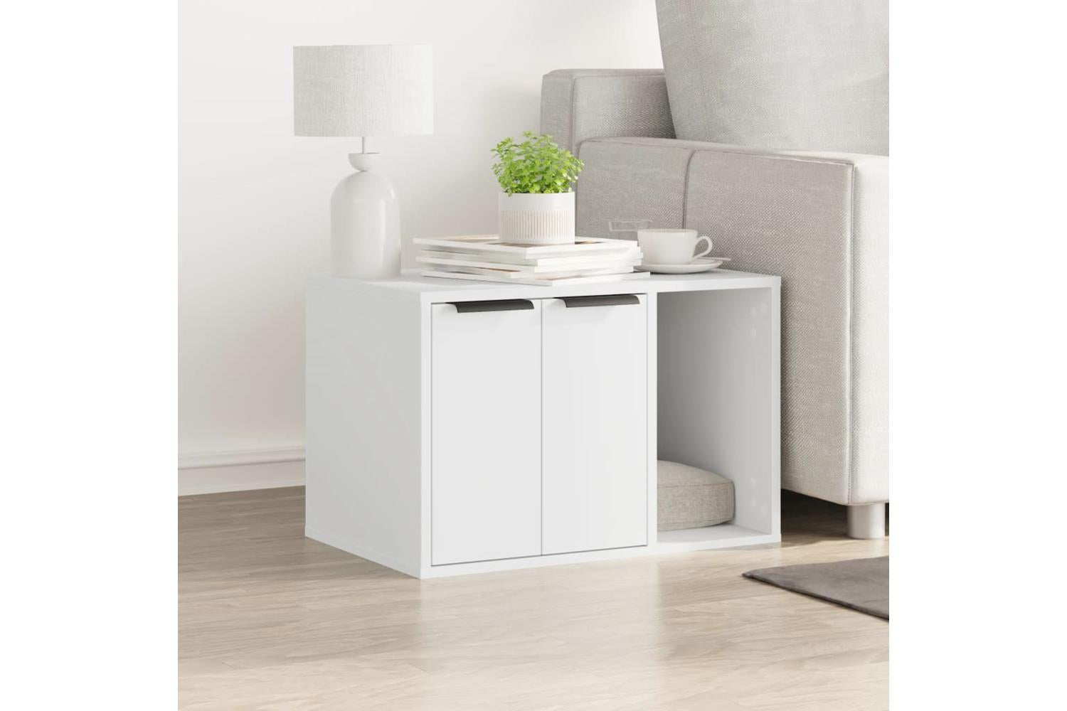 Cat Litter Box Enclosure White 60x40x40 Cm Engineered Wood-3