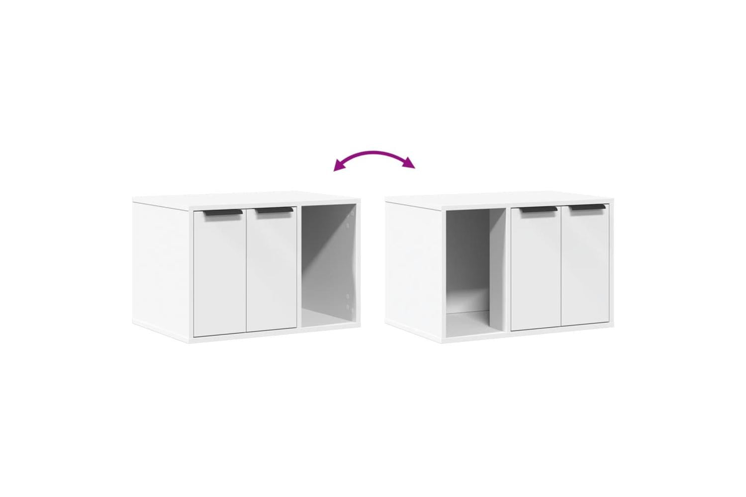 Cat Litter Box Enclosure White 60x40x40 Cm Engineered Wood-8