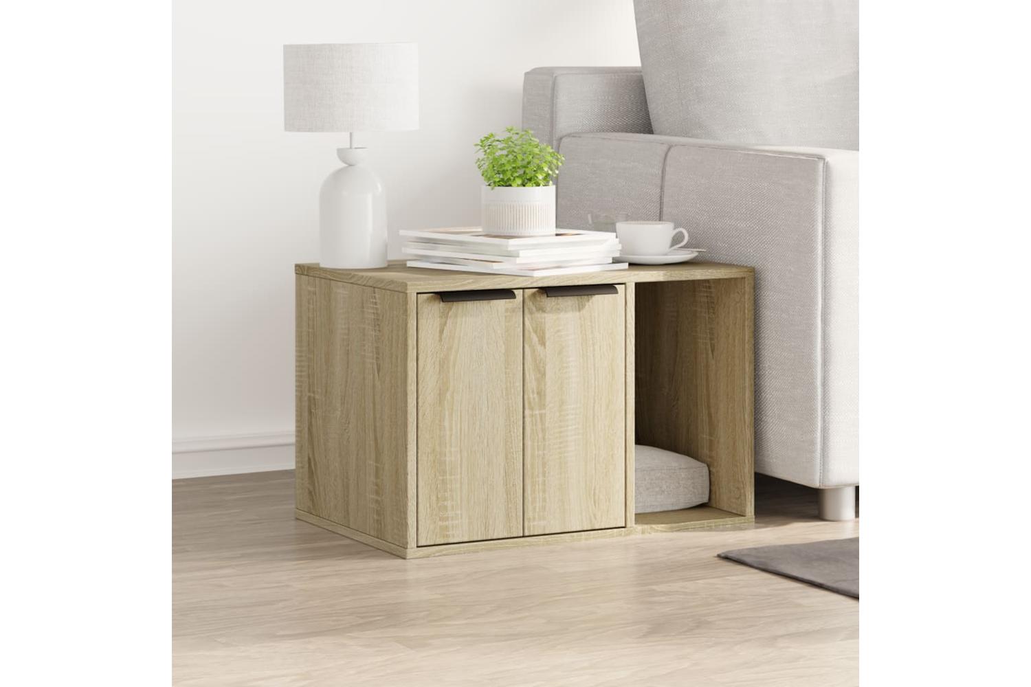 Cat Litter Box Enclosure Sonoma Oak 60x40x40 Cm Engineered Wood-3
