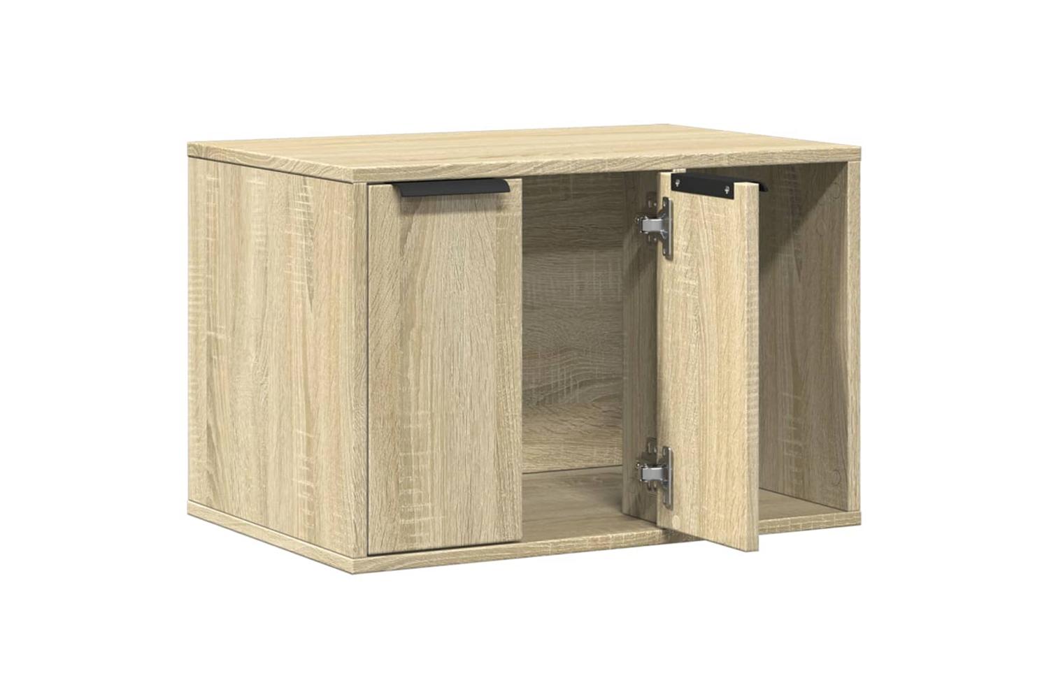 Cat Litter Box Enclosure Sonoma Oak 60x40x40 Cm Engineered Wood-4