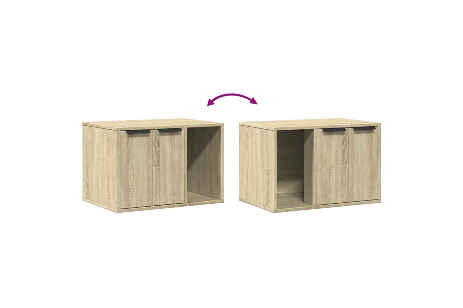 Cat Litter Box Enclosure Sonoma Oak 60x40x40 Cm Engineered Wood-8