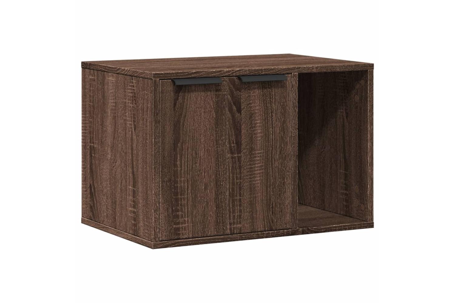 Cat Litter Box Enclosure Brown Oak 60x40x40 Cm Engineered Wood-2