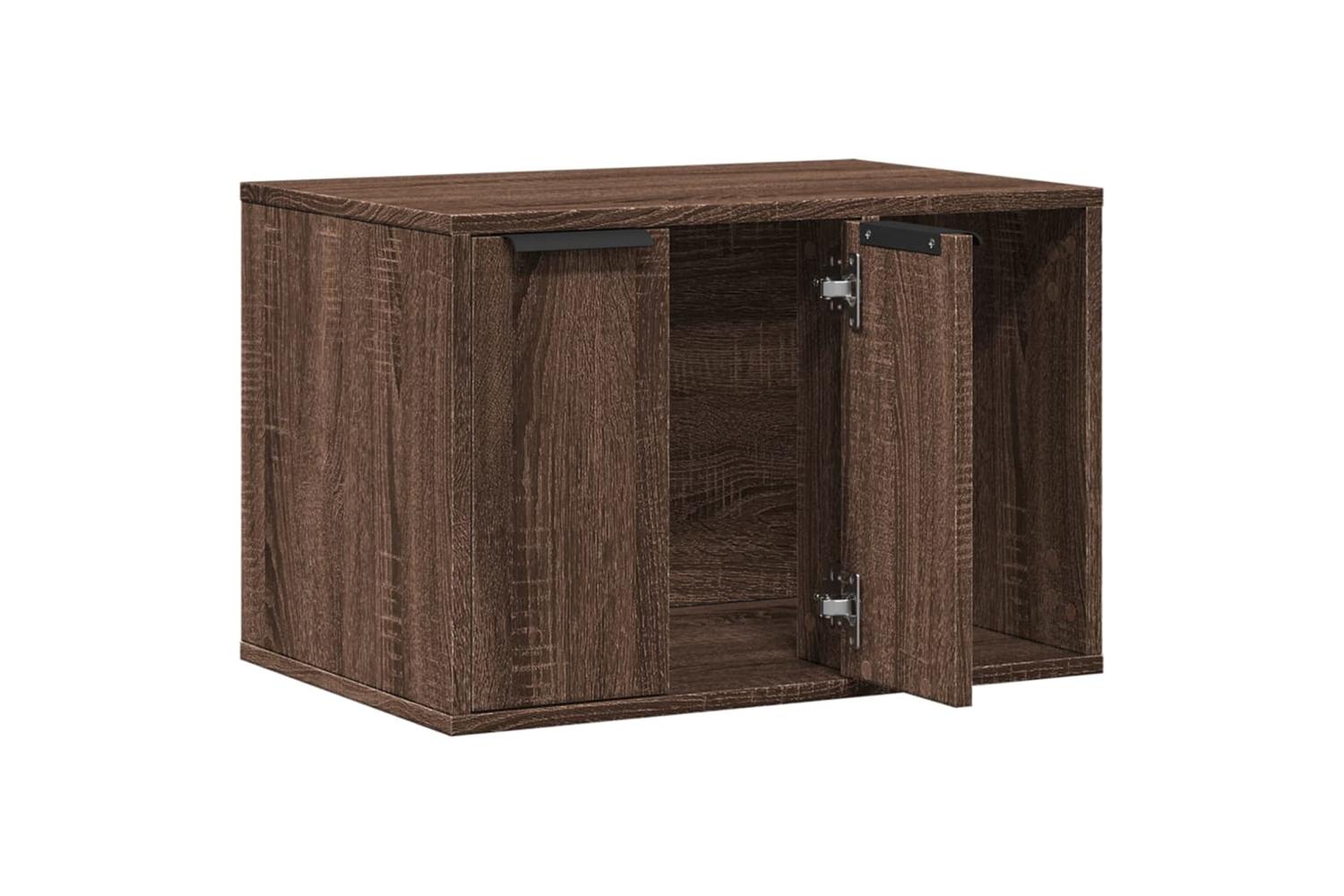 Cat Litter Box Enclosure Brown Oak 60x40x40 Cm Engineered Wood-4