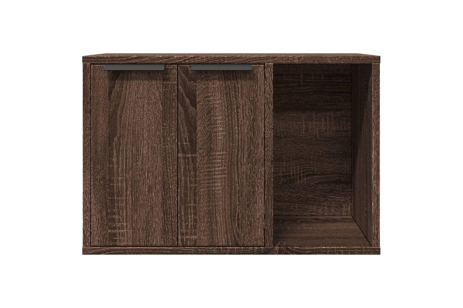 Cat Litter Box Enclosure Brown Oak 60x40x40 Cm Engineered Wood-5