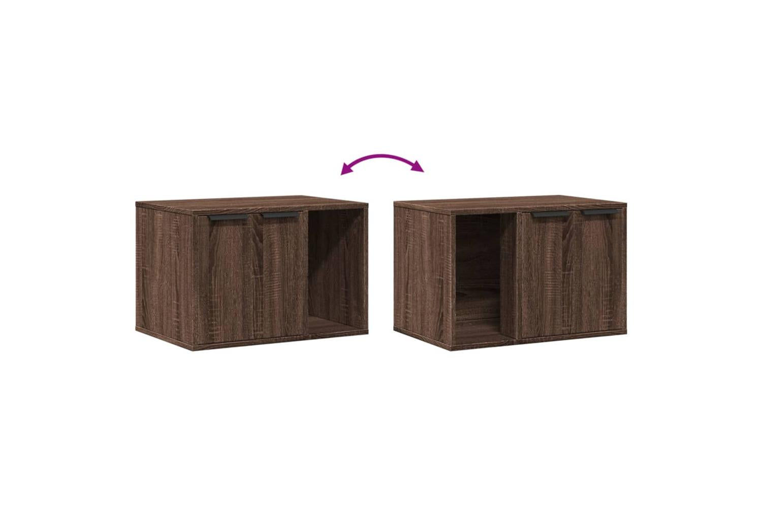 Cat Litter Box Enclosure Brown Oak 60x40x40 Cm Engineered Wood-8