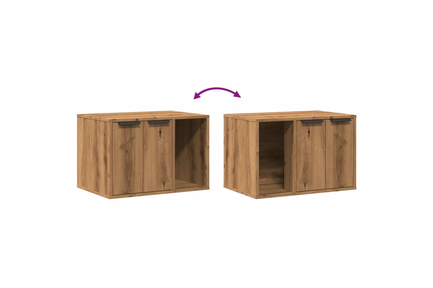 Cat Litter Box Enclosure Artisian Oak 60x40x40 Cm Engineered Wood-8