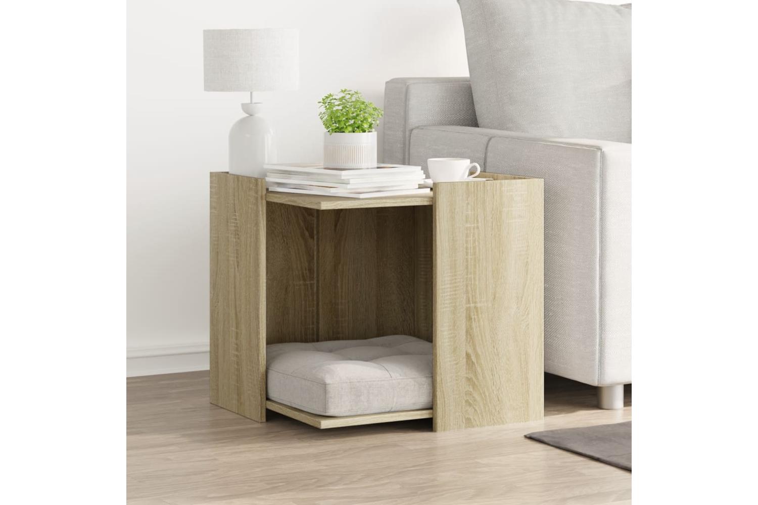 Cat Litter Box Enclosure Sonoma Oak 53x53x51 Cm Engineered Wood-3