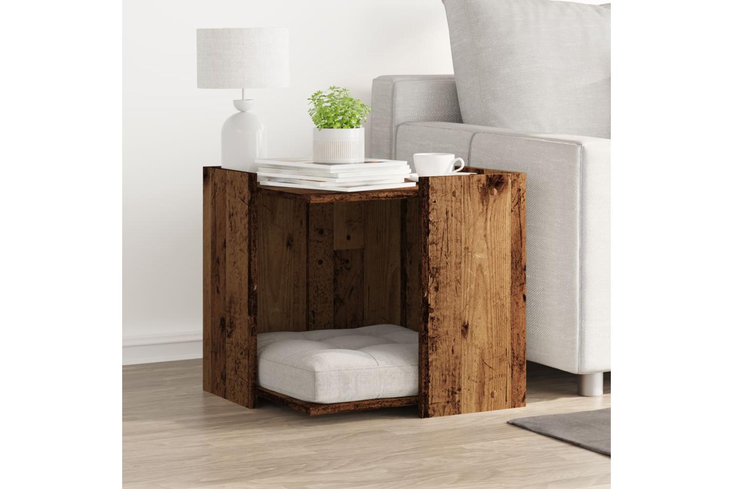 Cat Litter Box Enclosure Old Wood 53x53x51 Cm Engineered Wood-3