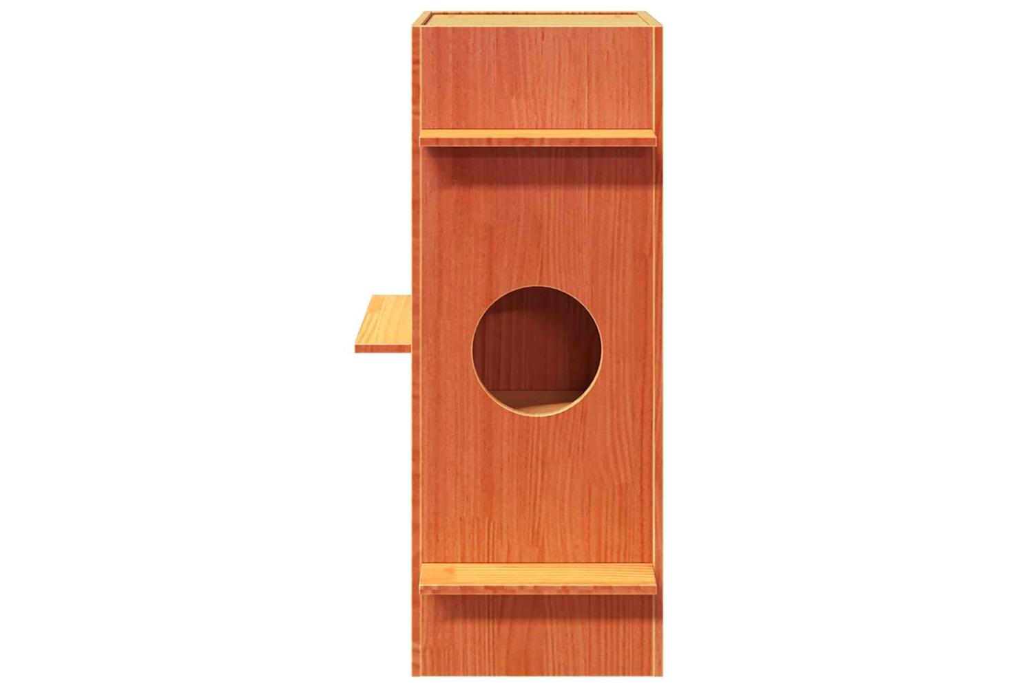 Cat House Wax Brown 43x43x90 Cm Solid Wood Pine-3