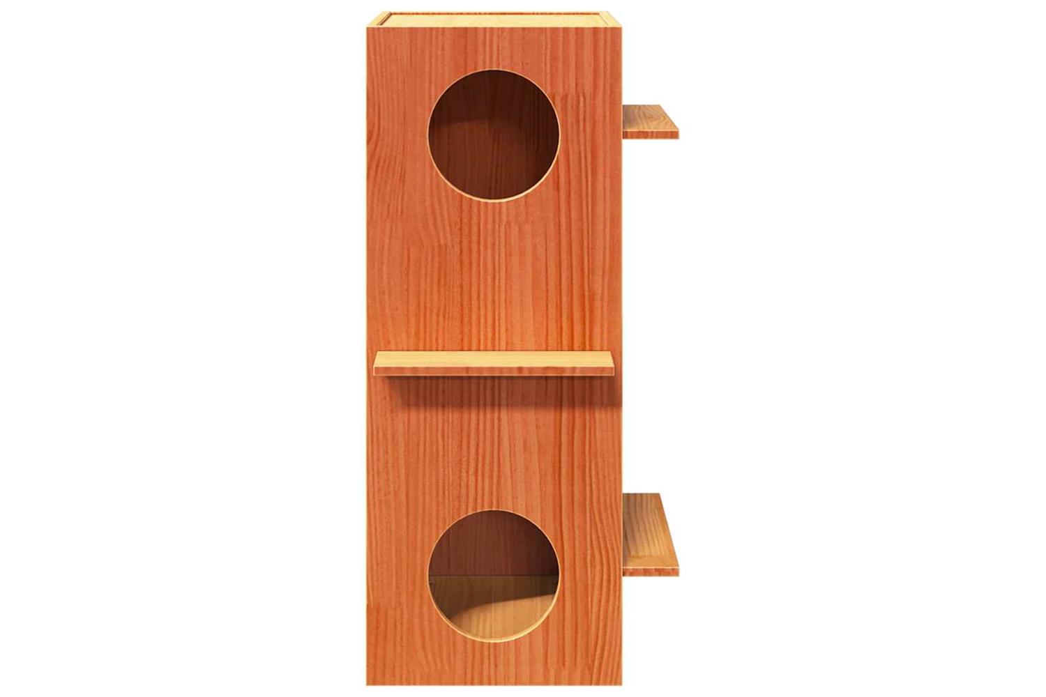 Cat House Wax Brown 43x43x90 Cm Solid Wood Pine-4