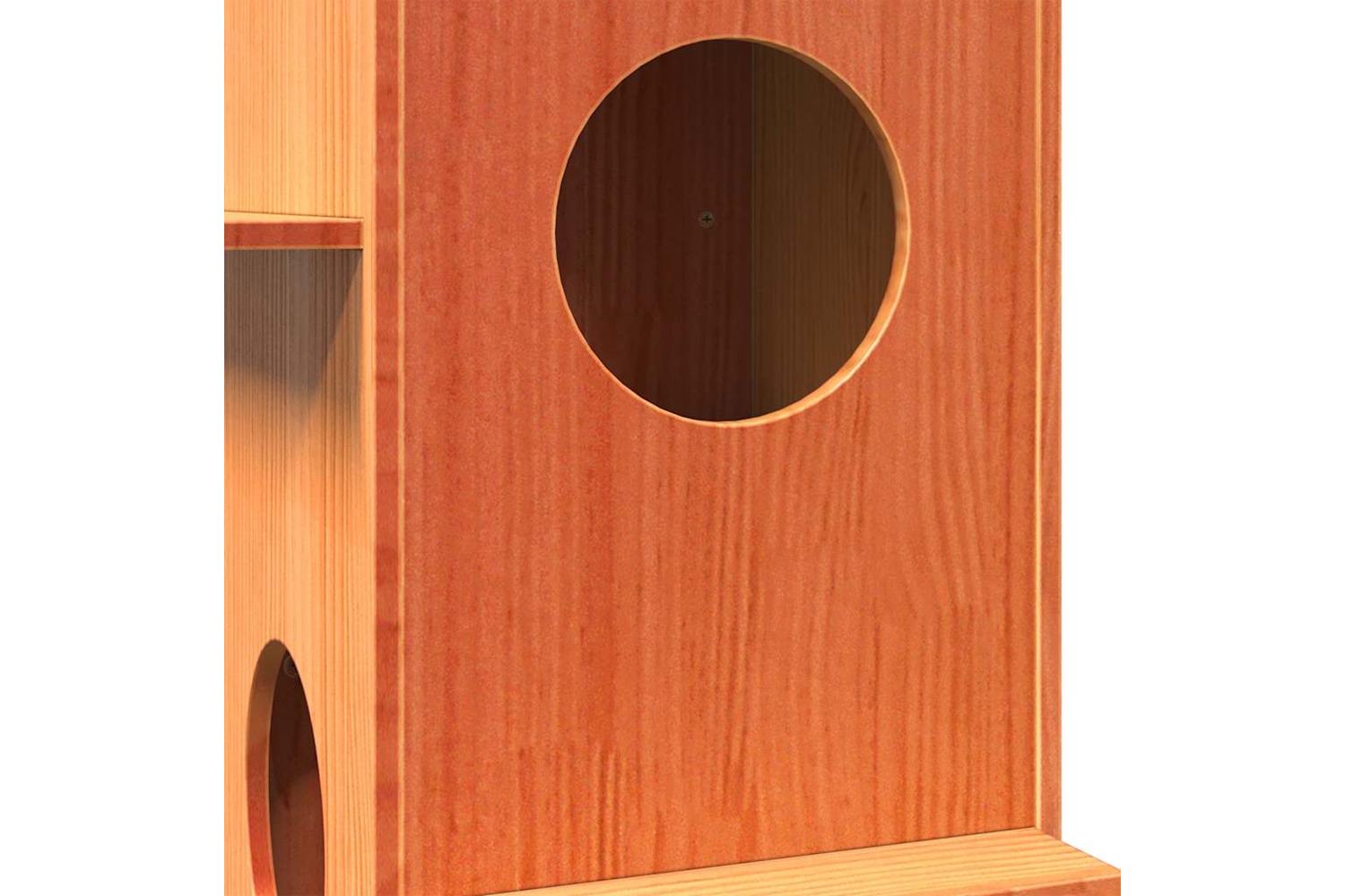 Cat House Wax Brown 43x43x90 Cm Solid Wood Pine-6