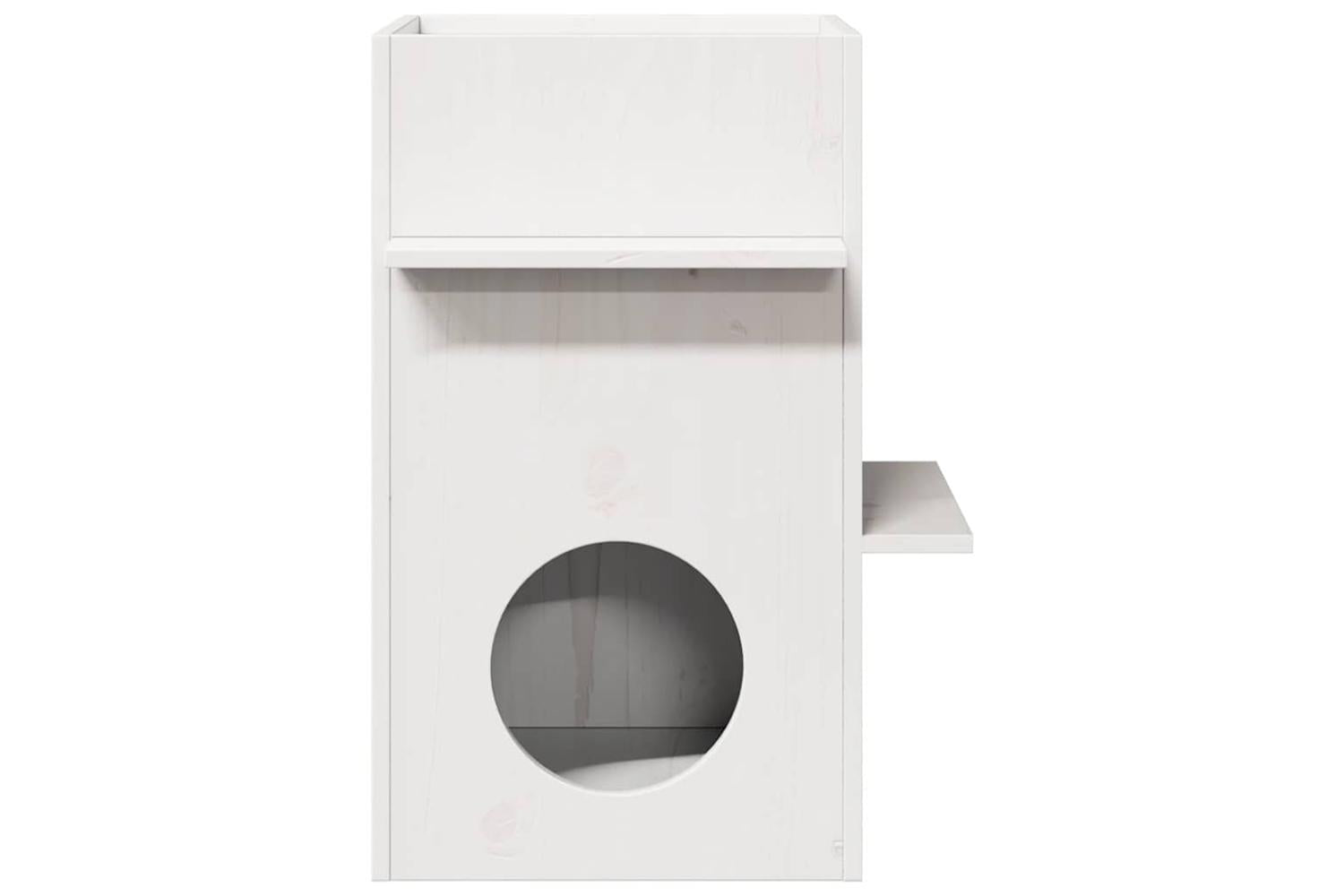 Cat House White 43x43x60 Cm Solid Wood Pine-4