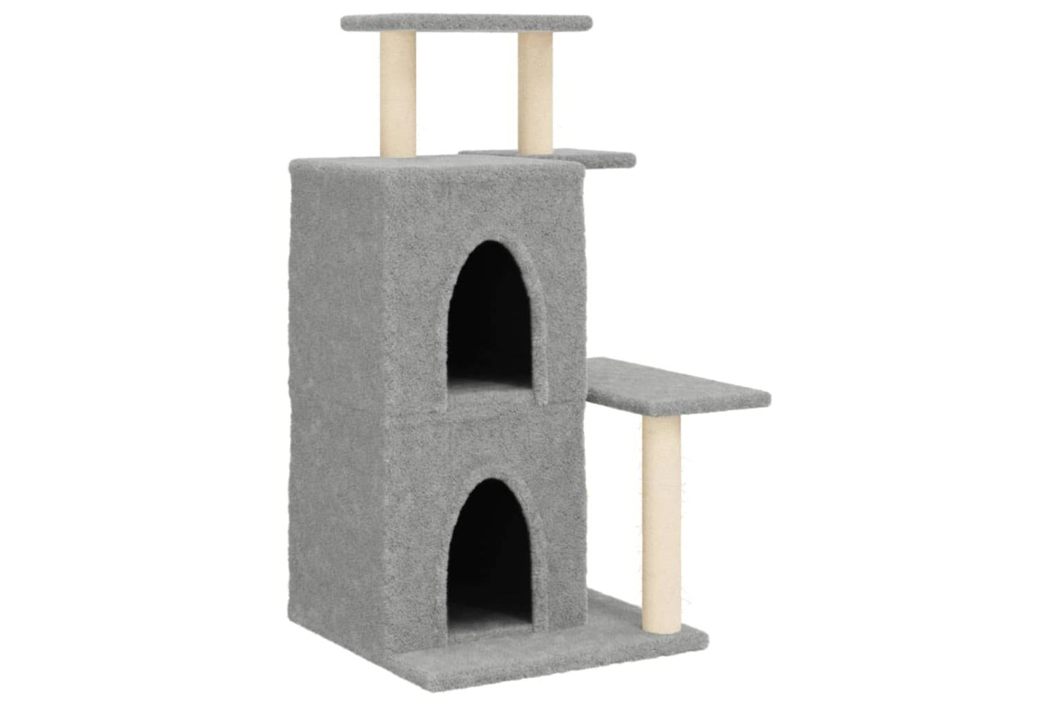 Cat Tree With Sisal Scratching Posts Light Grey 97 Cm-2