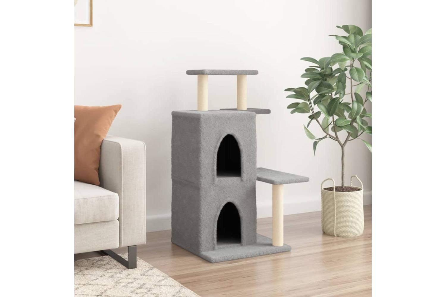 Cat Tree With Sisal Scratching Posts Light Grey 97 Cm-3