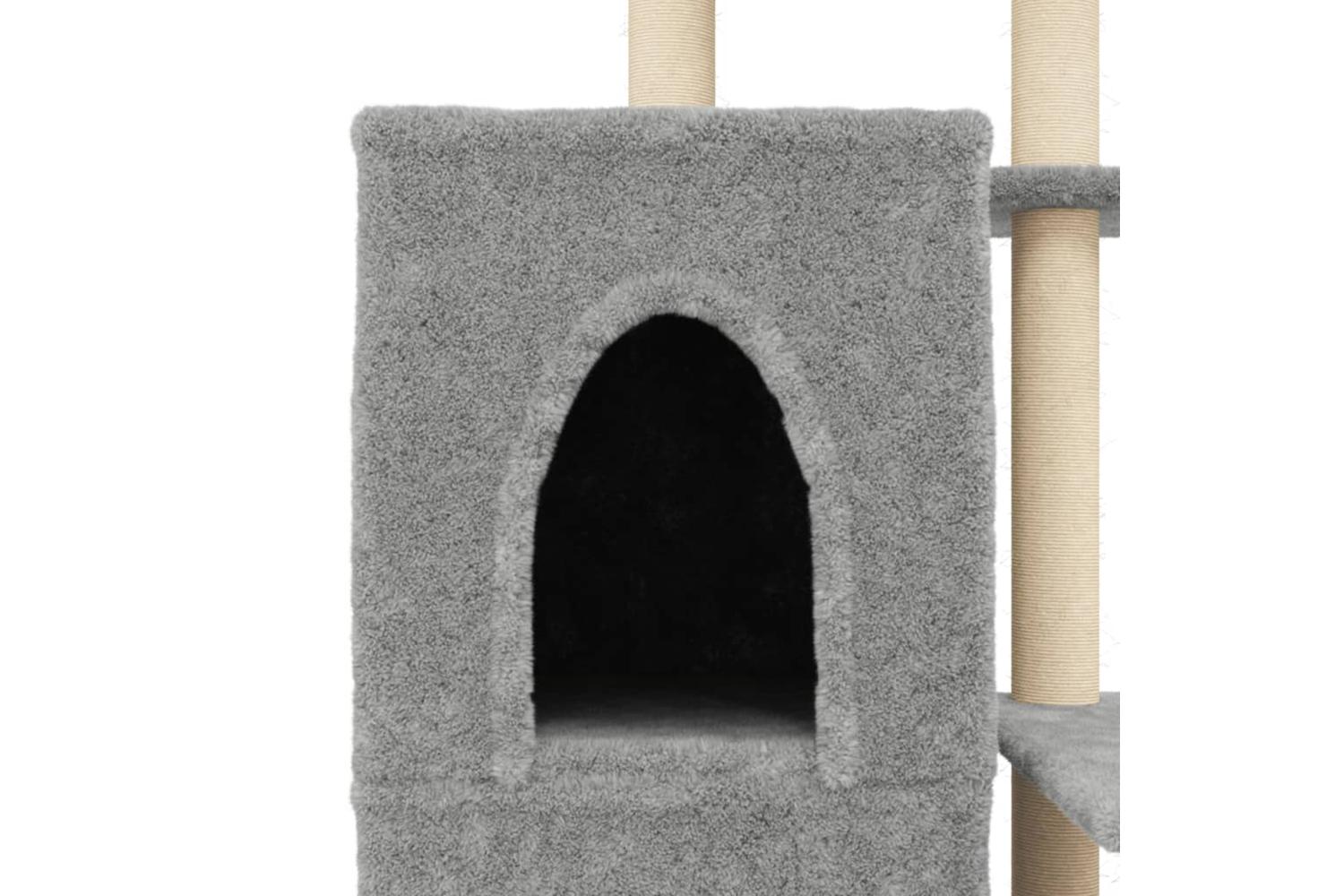 Cat Tree With Sisal Scratching Posts Light Grey 97 Cm-7