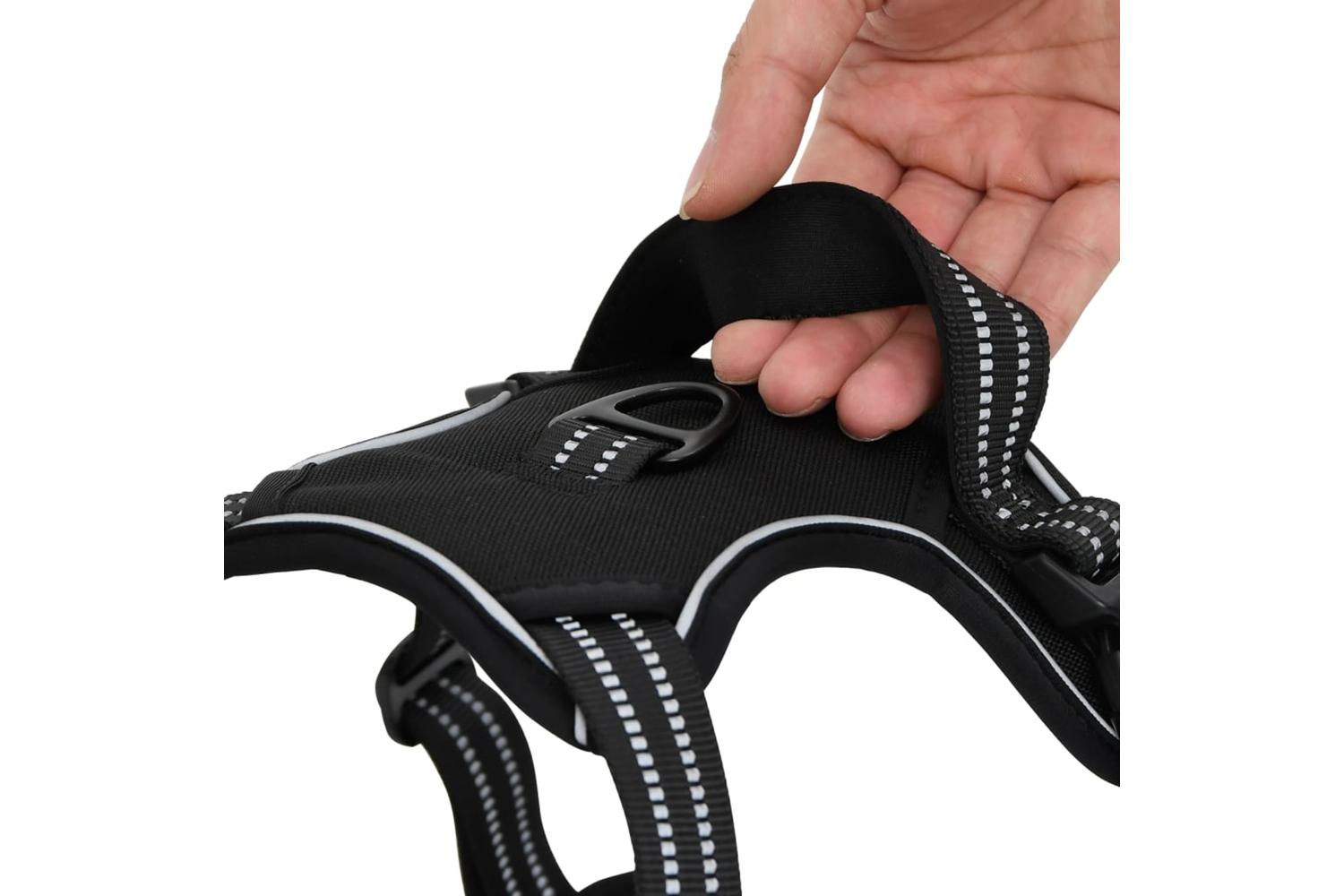 Dog Harness With Reflective Stripes Adjustable Black S-8