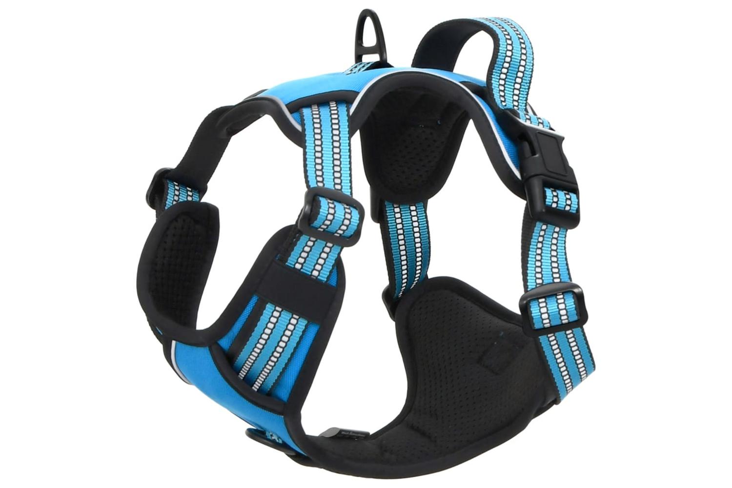 Dog Harness With Reflective Stripes Adjustable Blue Xl-4