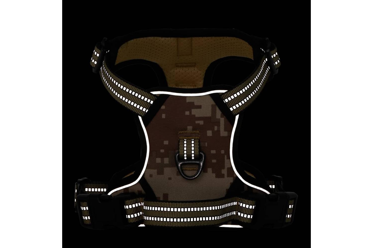 Dog Harness With Lead Collar Adjustable Camouflage Brown S-4