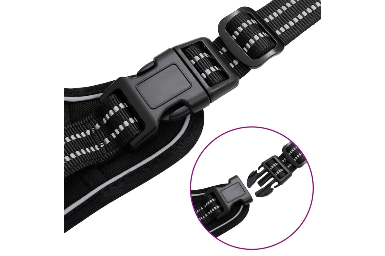 Dog Harness With Lead Collar Adjustable Black Xl-10