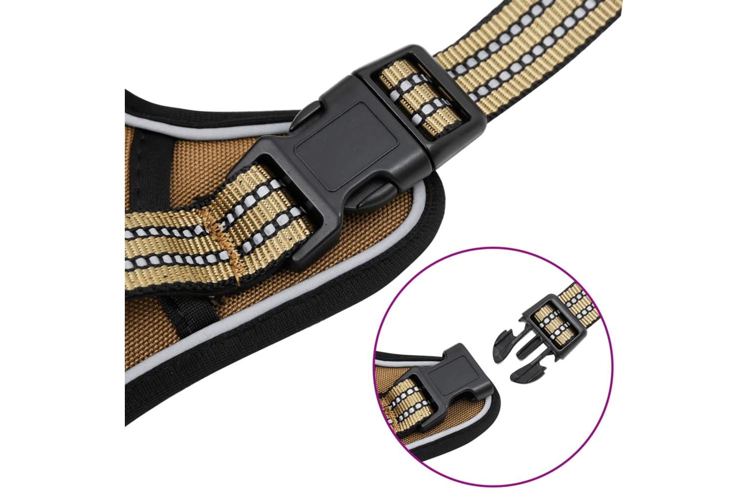 Dog Harness With Lead Collar Adjustable Brown Xl-10