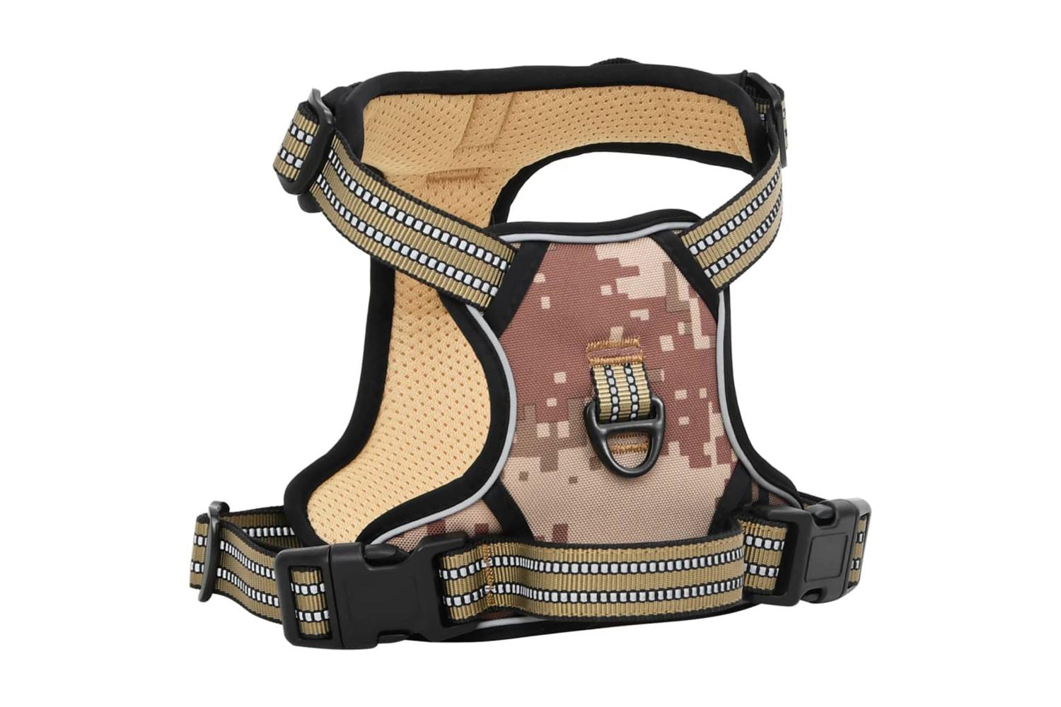 Dog Harness With Lead Collar Adjustable Camouflage Brown Xl-2