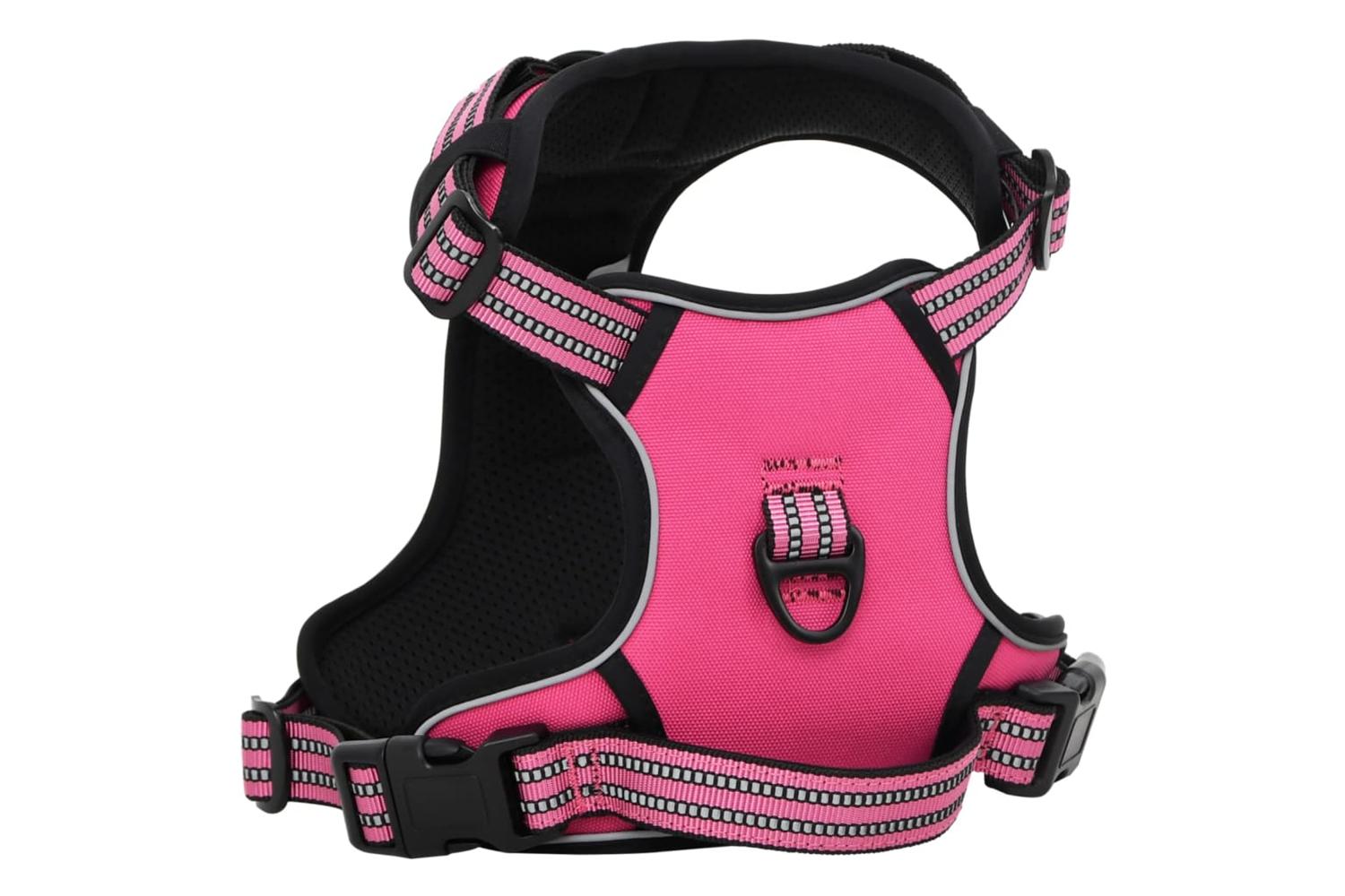 Dog Harness With Lead Collar Adjustable Pink M-2