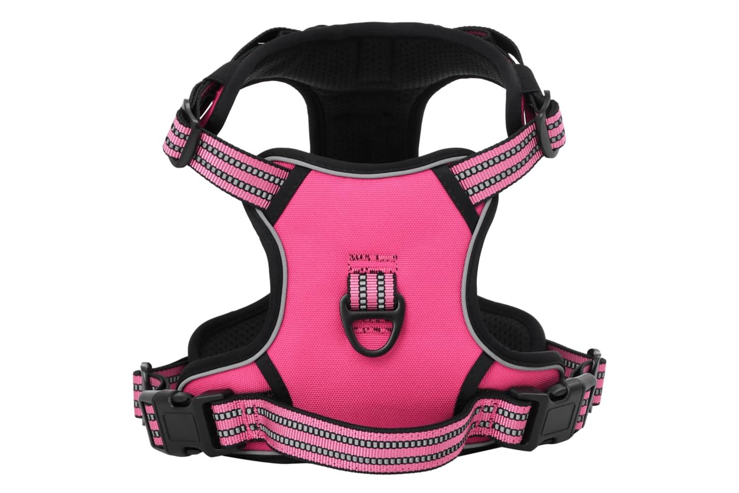 Dog Harness With Lead Collar Adjustable Pink L
