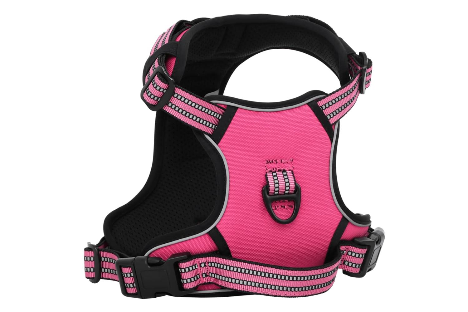 Dog Harness With Lead Collar Adjustable Pink L-2