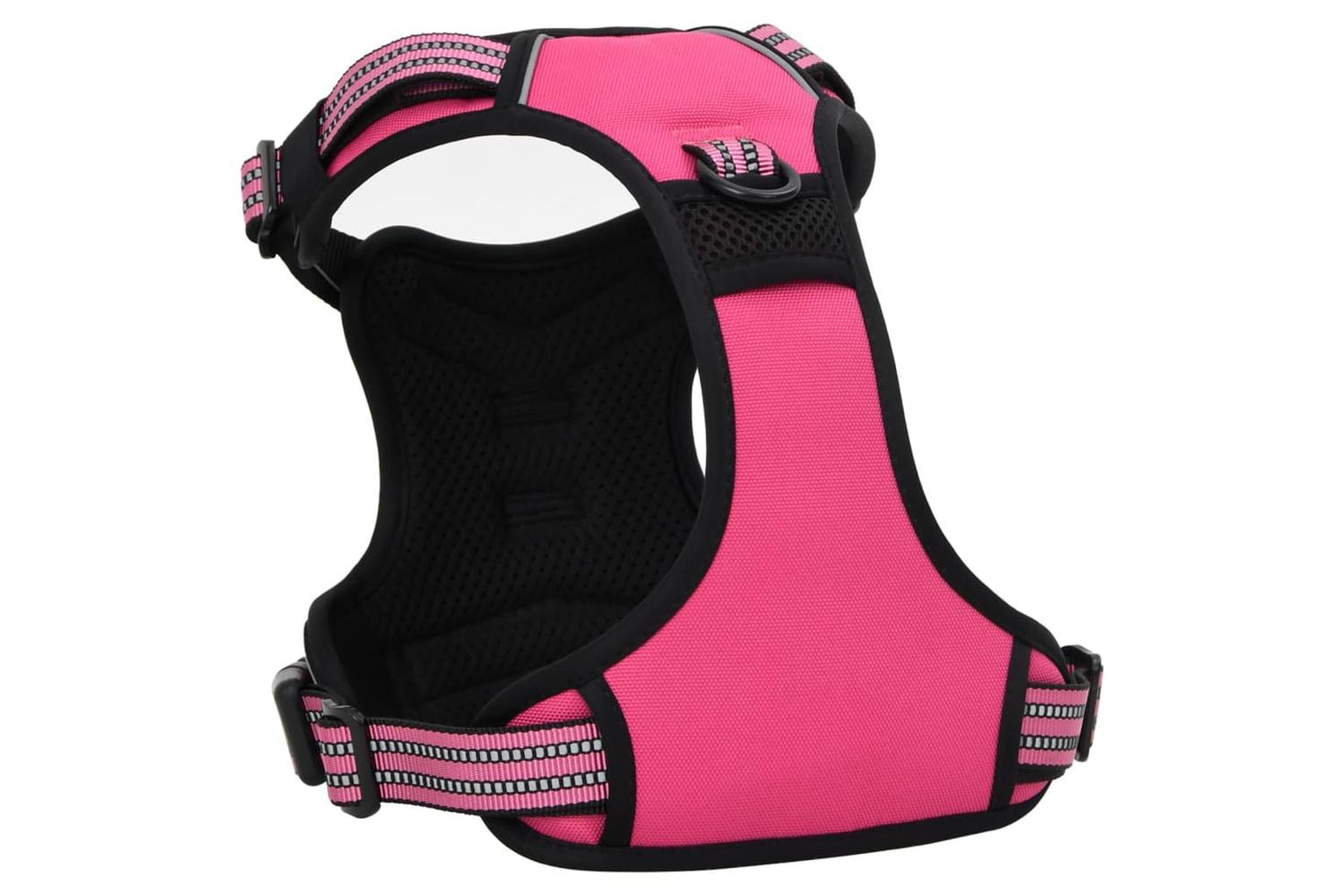 Dog Harness With Lead Collar Adjustable Pink L-8