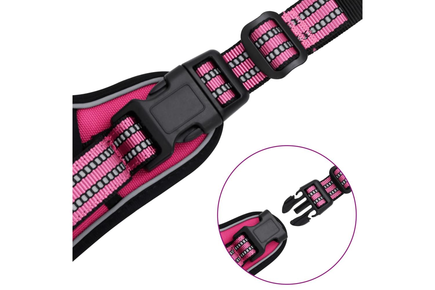 Dog Harness With Lead Collar Adjustable Pink L-10