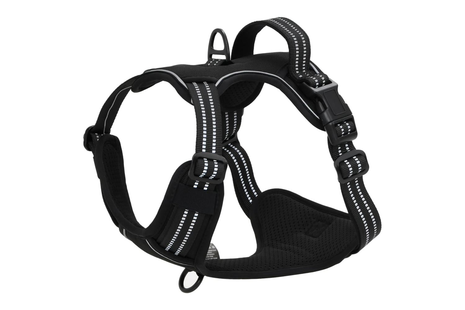 Dog Harness With Reflective Stripes Adjustable Black M-4