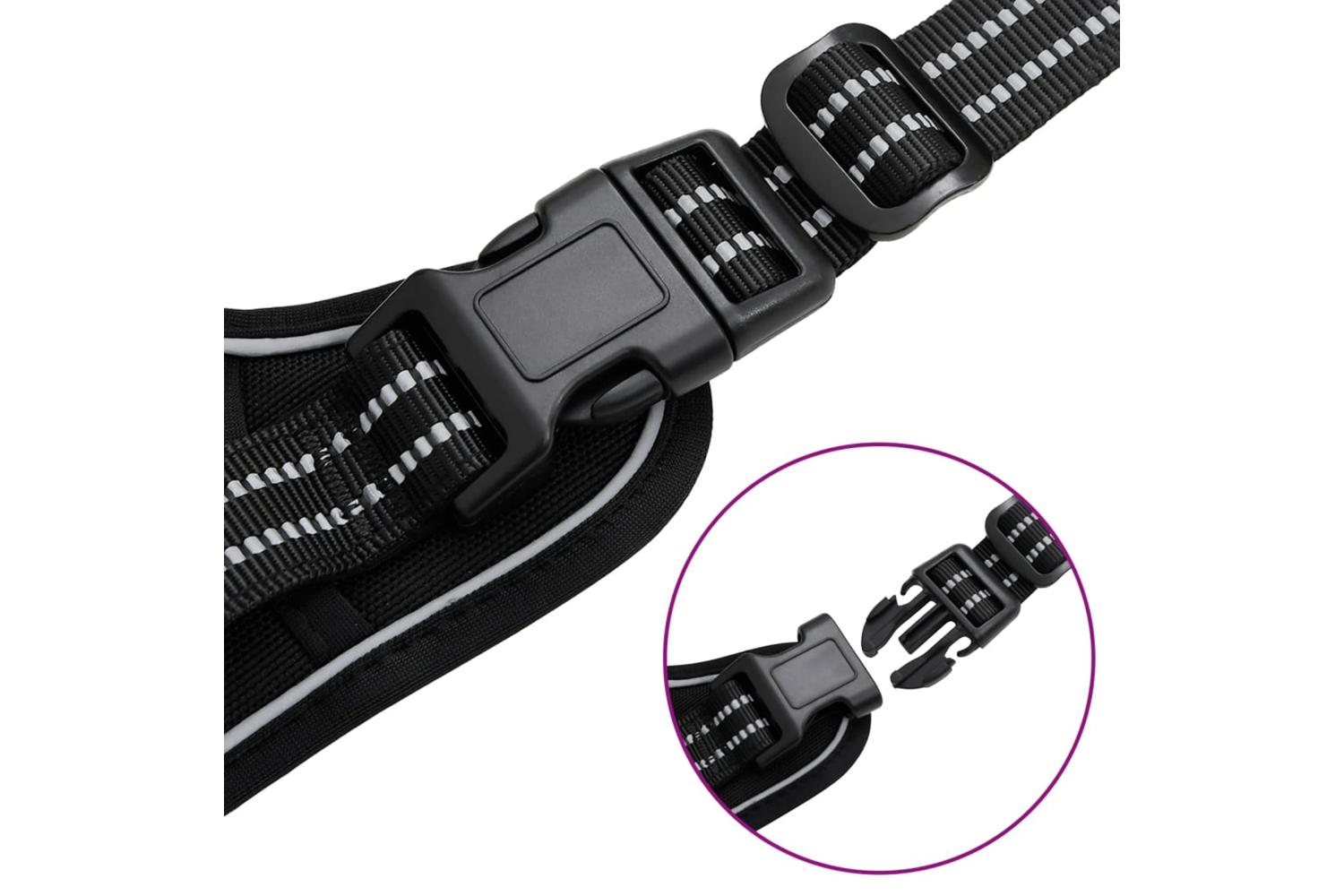 Dog Harness With Reflective Stripes Adjustable Black M-7