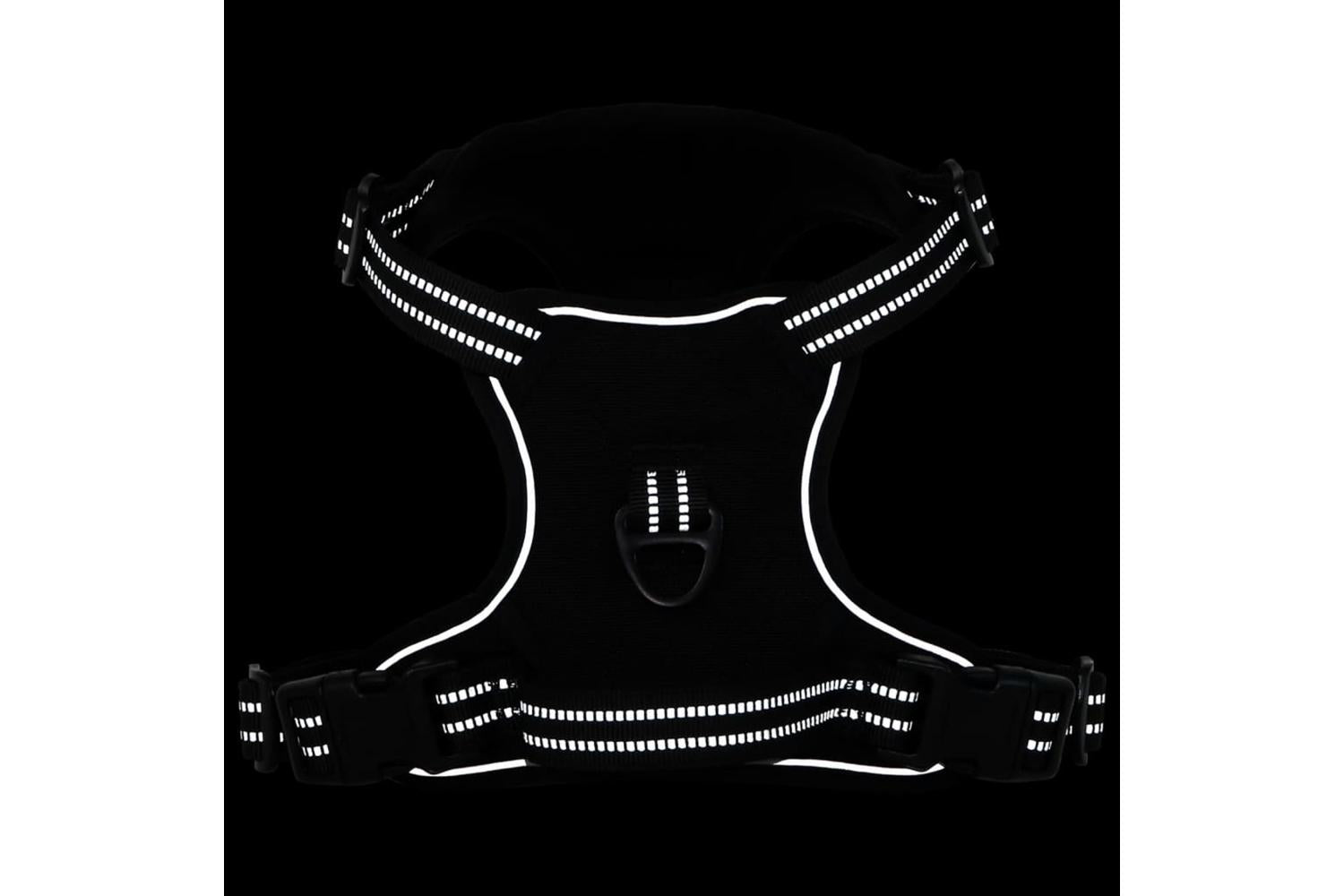 Dog Harness With Lead Collar Adjustable Black L-4